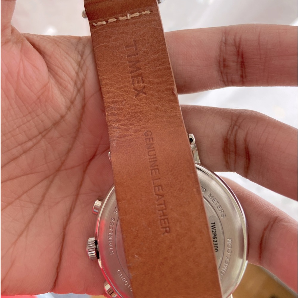 Timex unisex leather chronograph watch for men and women